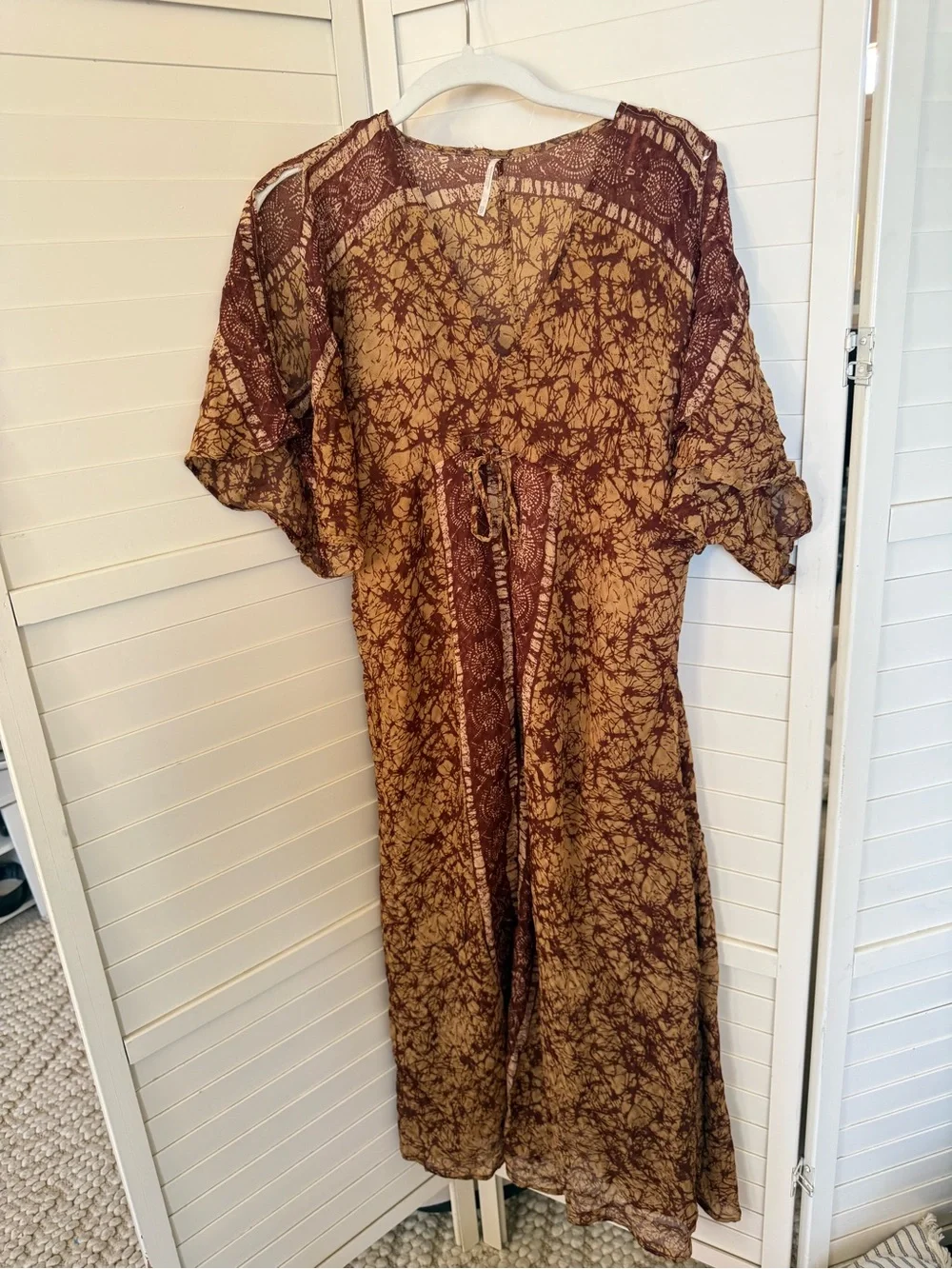 Free People Brown and Tan Tie-Dye Midi Dress